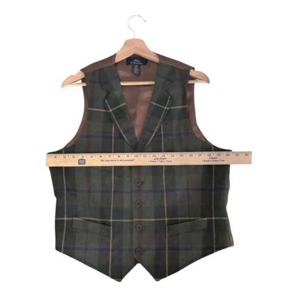 Brooks Brothers Madison 100% Lambs Wool Multicolor Green Plaid Vest Size 40R - Picture 4 of 7